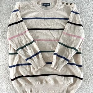 ModCloth Striped Sweater with Button Detail